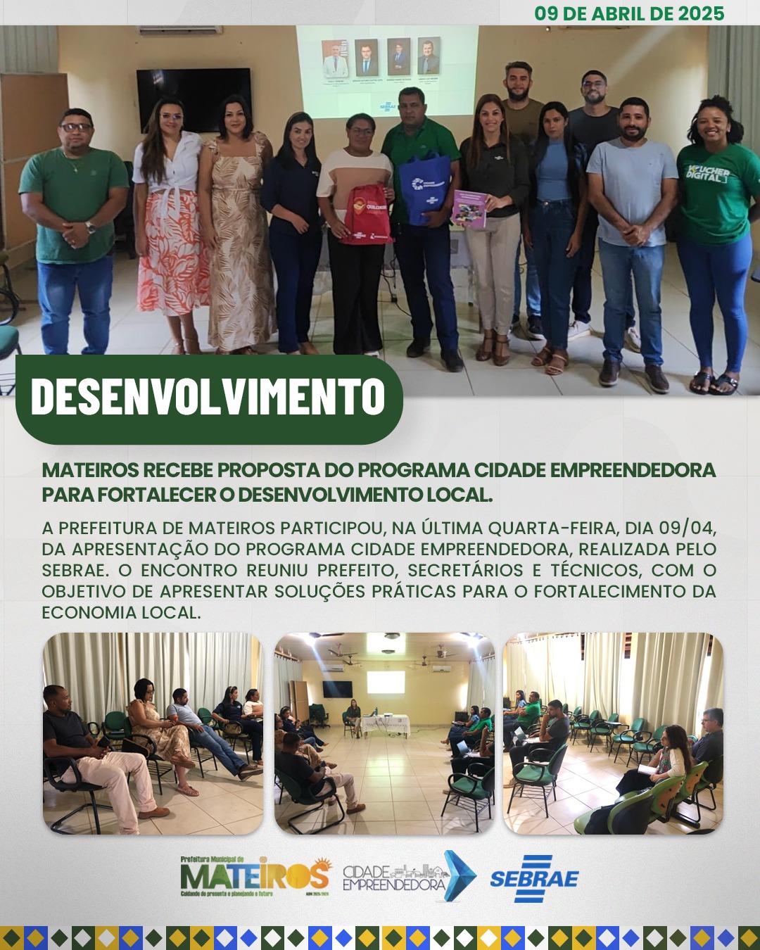 Prefeitura de Mateiros participa de apresentação do Programa Cidade Empreendedora e recebe proposta voltada ao desenvolvimento local📈✅